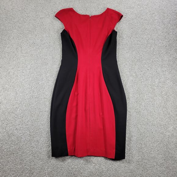 J Peterman Bodycon Dress Womens 2 Red Black Colorblock Cocktail Party - Picture 3 of 12
